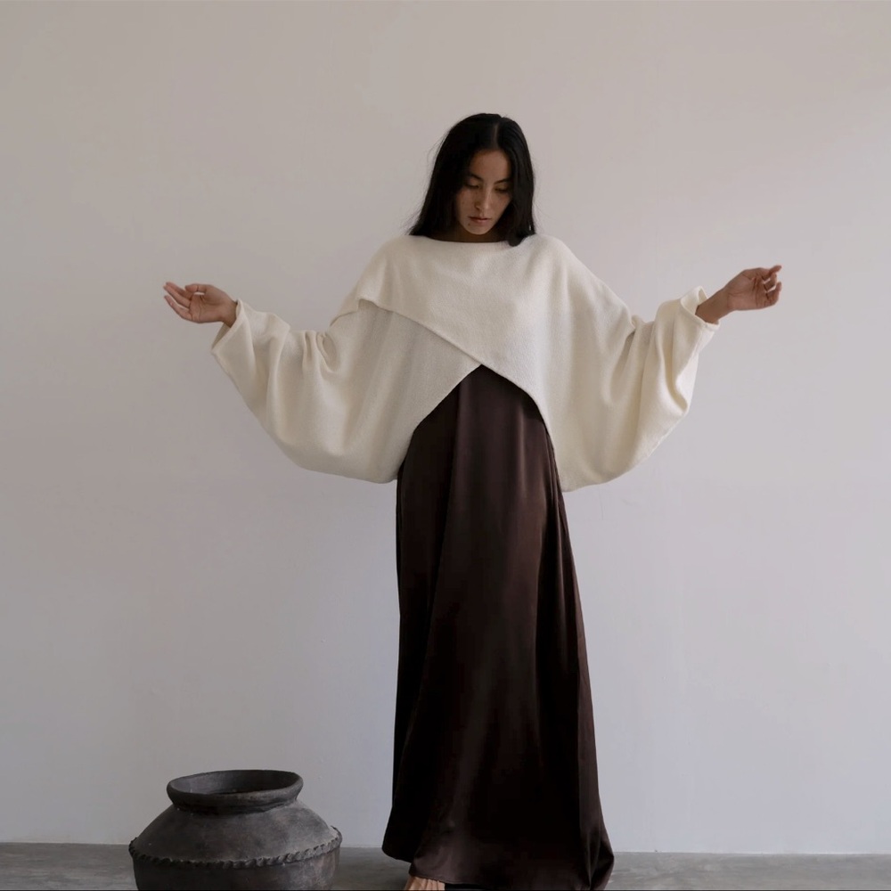 OPHELIA- Cream Knit Cross Sweater